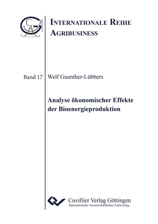 Produktbild: Analyse ökonomischer Effekte der Bioenergieproduktion