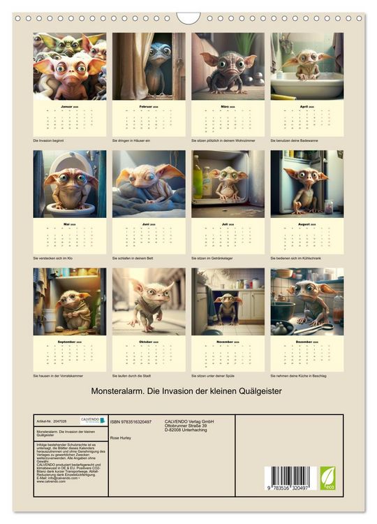 Produktbild: Monsteralarm. Die Invasion der kleinen Qu&auml;lgeister (Wandkalender 2026 DIN A3 hoch), CALVENDO Monatskalender