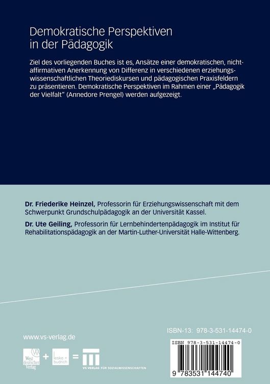 Produktbild: Demokratische Perspektiven in der P&auml;dagogik