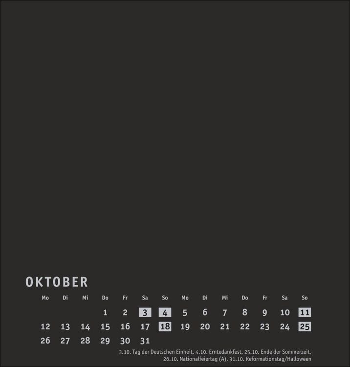 Produktbild: Premium-Bastelkalender schwarz mittel 2026