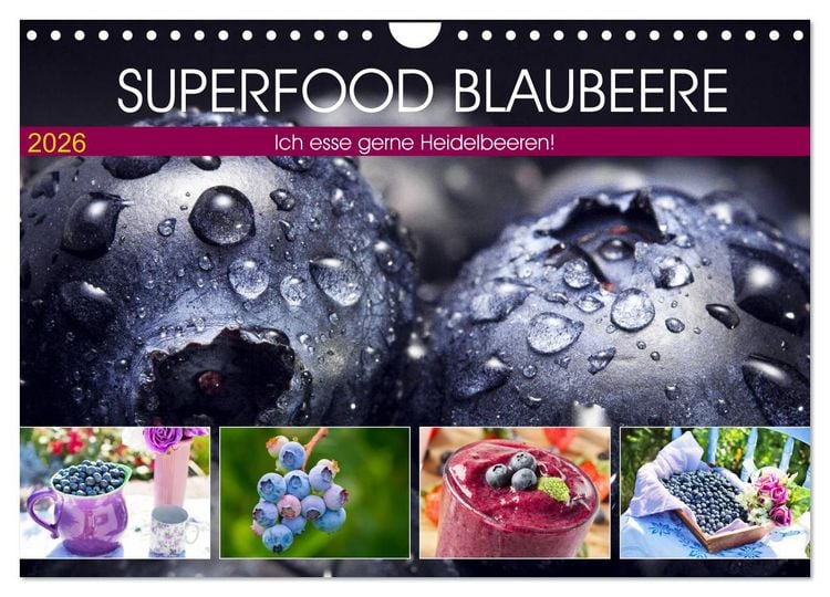 Produktbild: Superfood Blaubeere. Ich esse gerne Heidelbeeren! (Wandkalender 2026 DIN A4 quer), CALVENDO Monatskalender