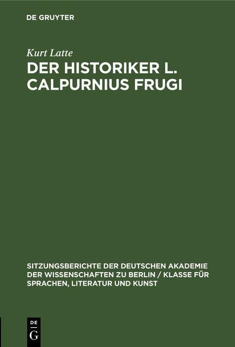 Produktbild: Der Historiker L. Calpurnius Frugi