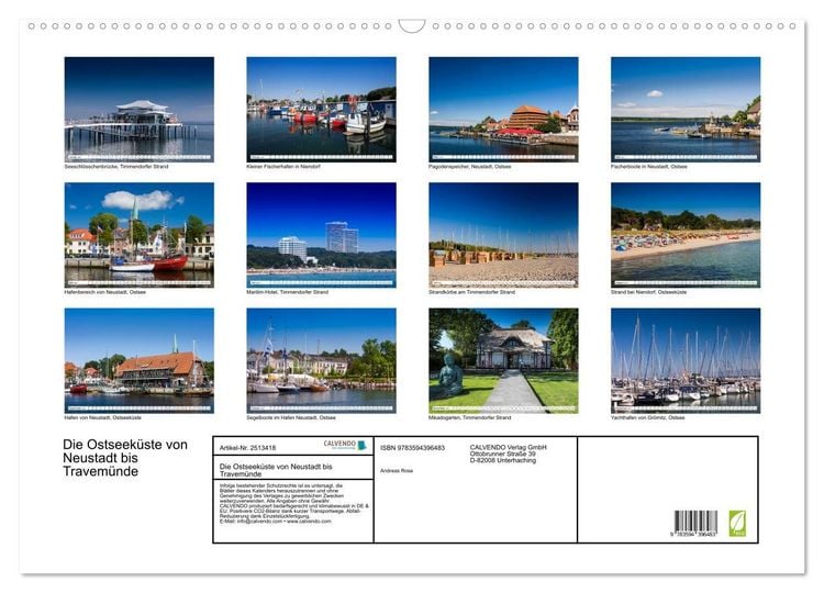 Produktbild: Die Ostseek&uuml;ste von Neustadt bis Travem&uuml;nde (Wandkalender 2027 DIN A2 quer), CALVENDO Monatskalender