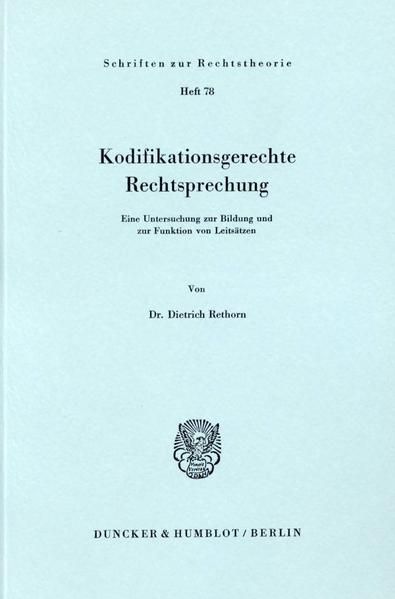 Produktbild: Kodifikationsgerechte Rechtsprechung.