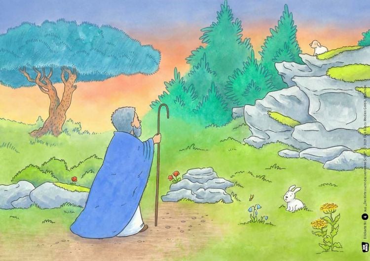 Produktbild: Der Hirte sucht das verlorene Schaf. Kamishibai Bildkartenset