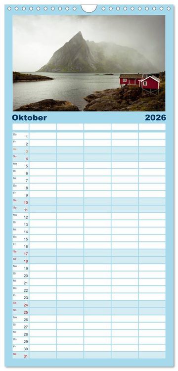 Produktbild: Familienplaner 2026 - Norwegen - Land im Norden mit 5 Spalten (Wandkalender, 21 x 45 cm) CALVENDO