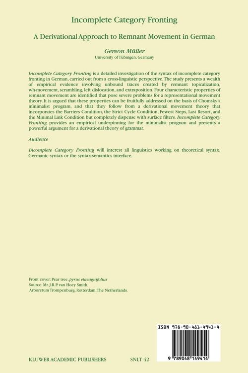 Produktbild: Incomplete Category Fronting