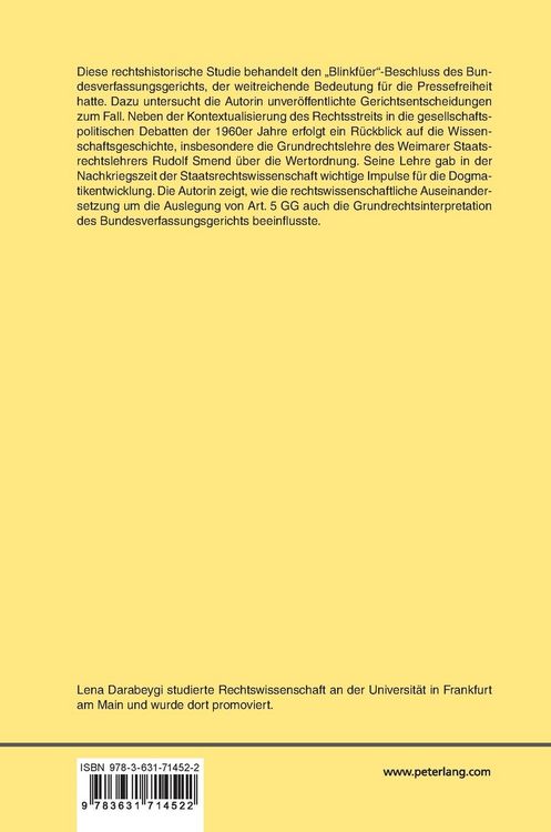 Produktbild: Die Causa &laquo;Blinkf&uuml;er&raquo; und die Grundrechtsdogmatik zur Pressefreiheit in Weimar und Bonn