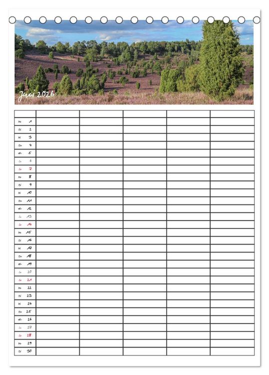 Produktbild: L&uuml;neburger Heide - Faszinierend sch&ouml;n (Tischkalender 2026 DIN A5 hoch), CALVENDO Monatskalender