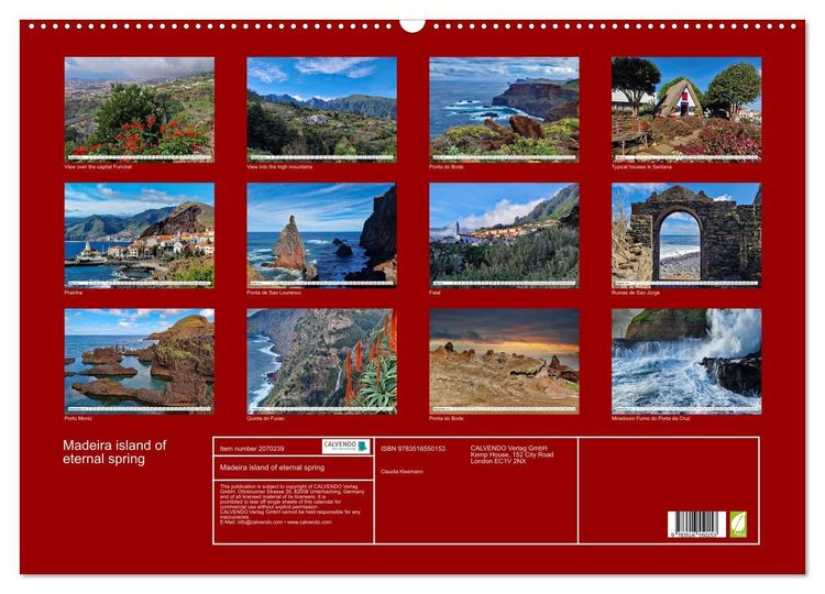 Produktbild: Madeira island of eternal spring (Wall Calendar 2026 DIN A2 landscape), CALVENDO 12 Month Wall Calendar