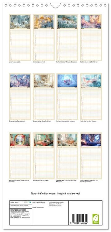 Produktbild: Familienplaner 2026 - Traumhafte Illusionen - Imagin&auml;r und surreal mit 5 Spalten (Wandkalender, 21 x 45 cm) CALVENDO