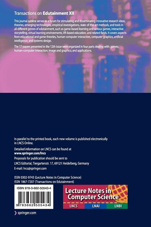 Produktbild: Transactions on Edutainment XII