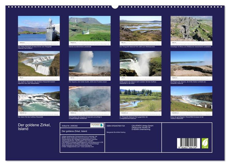 Produktbild: Der goldene Zirkel, Island (hochwertiger Premium Wandkalender 2026 DIN A2 quer), Kunstdruck in Hochglanz