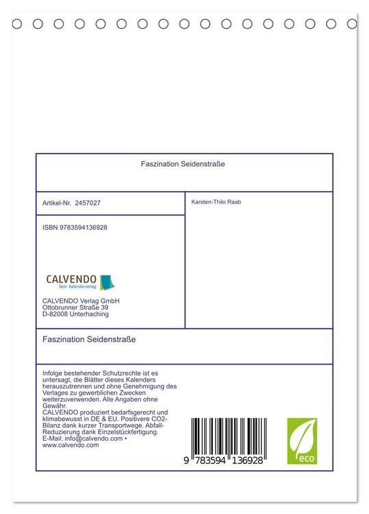 Produktbild: Faszination Seidenstra&szlig;e (Tischkalender 2027 DIN A5 hoch), CALVENDO Monatskalender