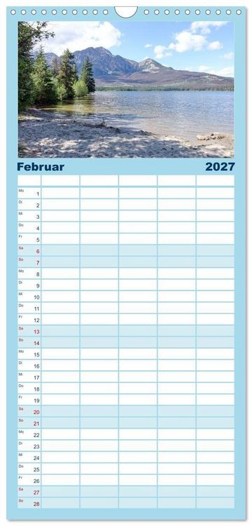 Produktbild: Familienplaner 2027 - Kanadas Westen - Berge und Wasser mit 5 Spalten (Wandkalender, 21 x 45 cm) CALVENDO