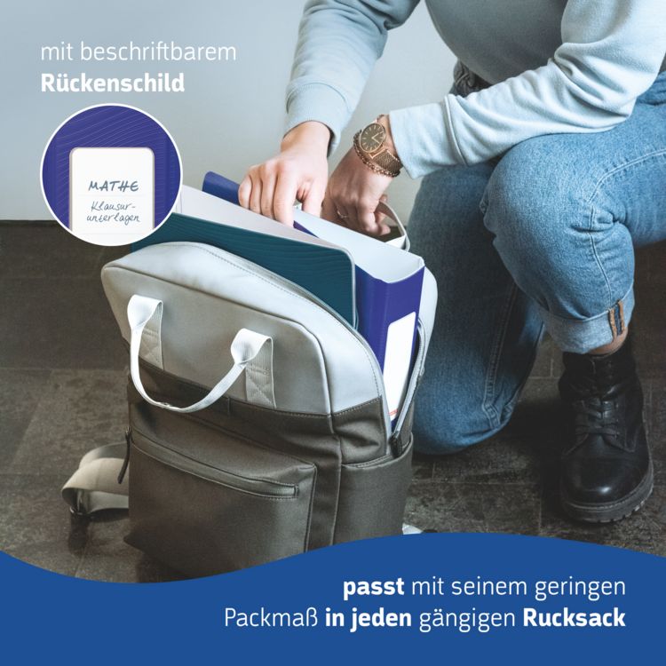 Produktbild: Brunnen Ordner &bdquo;WAVE&ldquo; &brvbar; A4, 50 mm, Hebelmechanik mit gummiertem Griff, blau