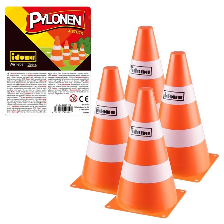 Produktbild: Idena Pylonen orange/wei&szlig; 24x13,5cm 4 St&uuml;ck