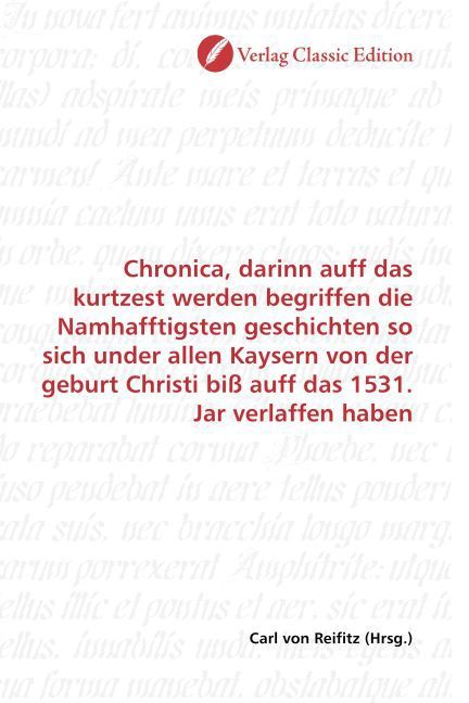 Produktbild: Chronica, darinn auff das kurtzest werden begriffen die Namh