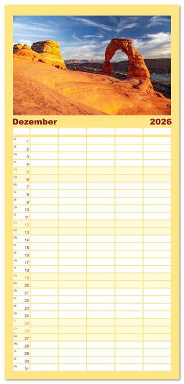 Produktbild: Familienplaner 2026 - USA - Der S&uuml;dwesten mit 5 Spalten (Wandkalender, 21 x 45 cm) CALVENDO