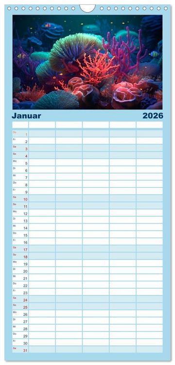 Produktbild: Familienplaner 2026 - Fischfantasie mit 5 Spalten (Wandkalender, 21 x 45 cm) CALVENDO