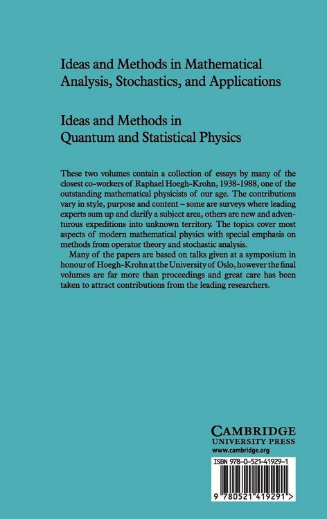 Produktbild: Ideas and Methods in Mathematical Analysis, Stochastics, and Applications