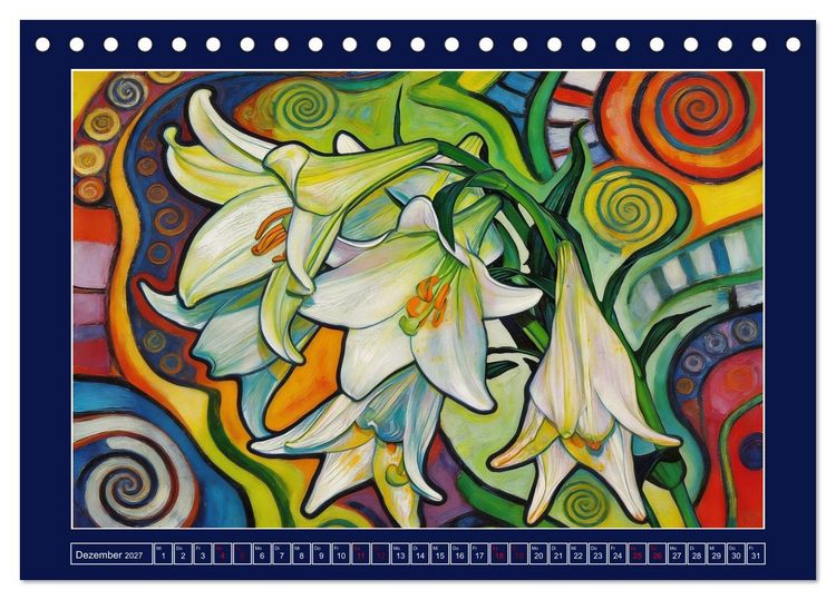 Produktbild: Bl&uuml;ten im verspielten Jugendstil (Tischkalender 2027 DIN A5 quer), CALVENDO Monatskalender