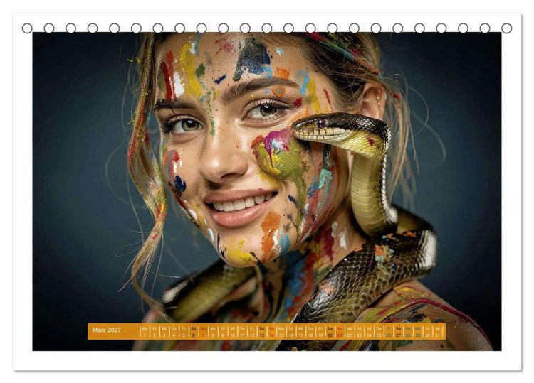 Produktbild: Body Painting mit Schlange (Tischkalender 2027 DIN A5 quer), CALVENDO Monatskalender