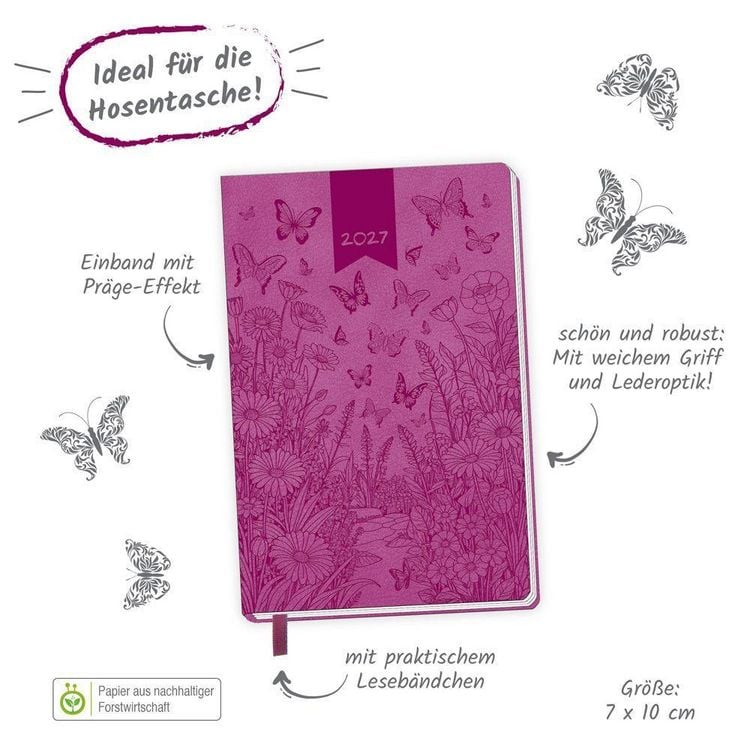 Produktbild: TR&Ouml;TSCH - Taschenkalender A7 Soft Touch Schmetterlinge 2027