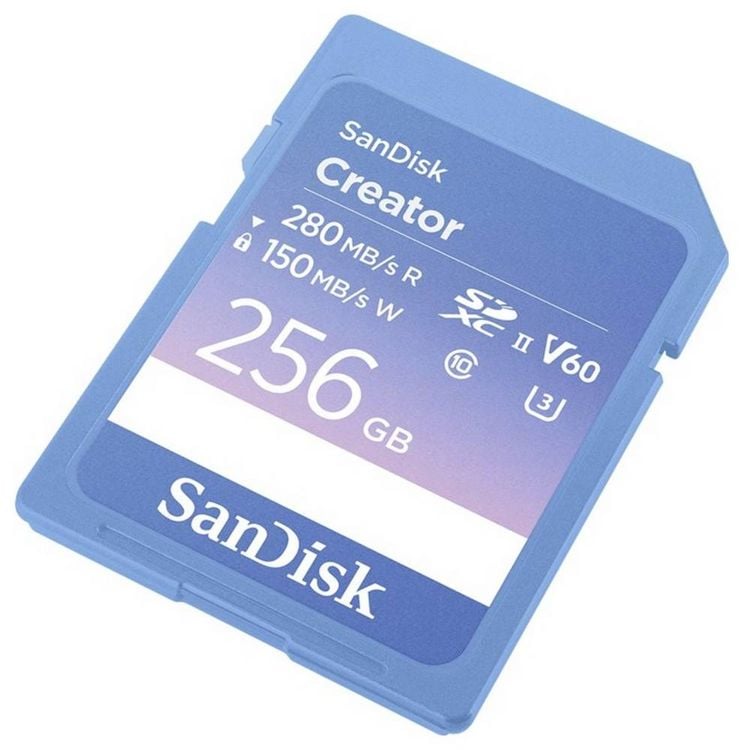 Produktbild: SanDisk Creator SDXC-Karte Retail 256 GB Class 10, v60 Video Speed Class, UHS-II U3 Schreibschutzschalter