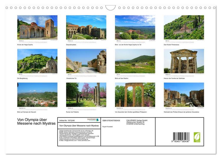 Produktbild: Von Olympia &uuml;ber Messene nach Mystras (Wandkalender 2026 DIN A3 quer), CALVENDO Monatskalender