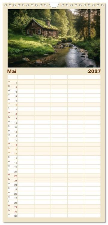 Produktbild: Familienplaner 2027 - H&uuml;ttenzauber - Ein visueller Streifzug durch Norwegens Wildnis mit 5 Spalten (Wandkalender, 21 x 45 cm) CALVENDO