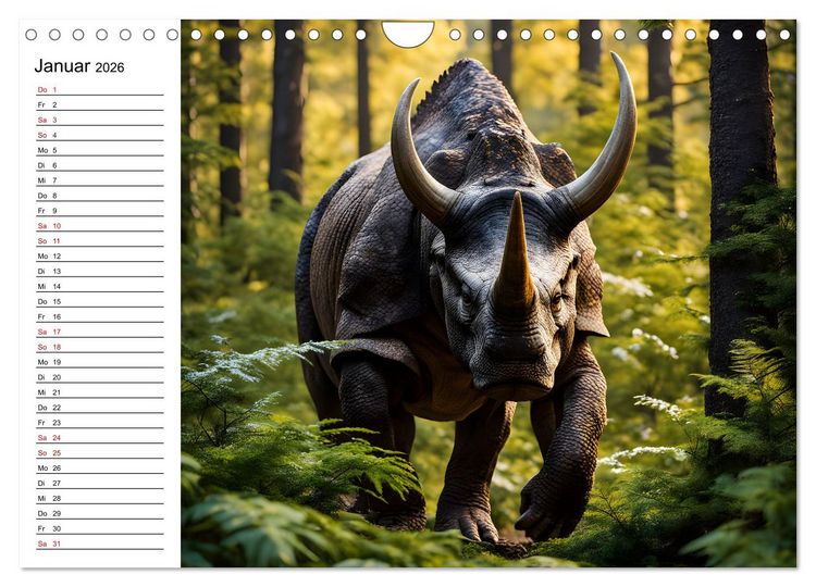 Produktbild: Urzeit erwacht - Ein Jahr mit den Dinosauriern (Wandkalender 2026 DIN A4 quer), CALVENDO Monatskalender