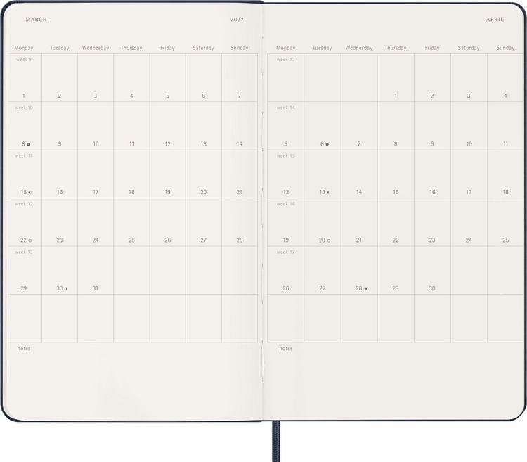 Produktbild: Moleskine 18 Monate Wochen 26/27 L/A5, 1W=1S Geb Saphir