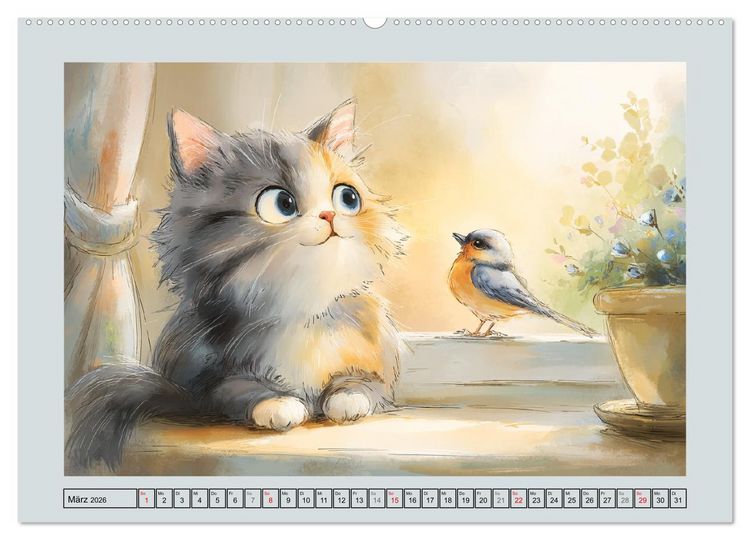 Produktbild: Pastellpf&ouml;tchen. Liebliche Katzen in sanften Farben (Wandkalender 2026 DIN A2 quer), CALVENDO Monatskalender
