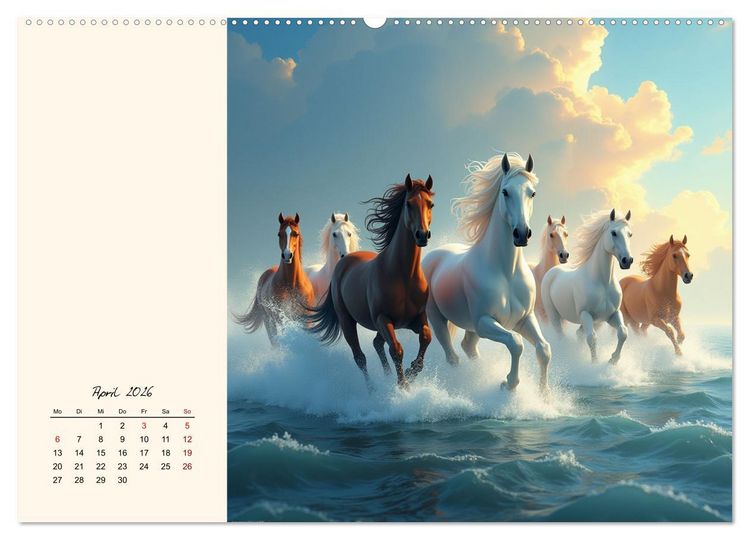 Produktbild: Fantasiewelten - Pferde (Wandkalender 2026 DIN A2 quer), CALVENDO Monatskalender