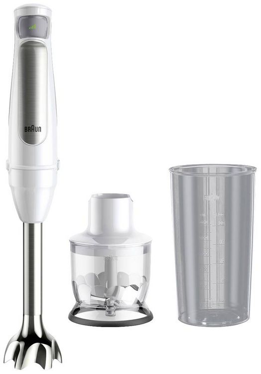 Produktbild: Braun MQ7020 WH Stabmixer 1000 W BPA-frei, stufenlose Geschwindigkeitseinstellung, mit Mixbecher Wei&szlig;, Silber