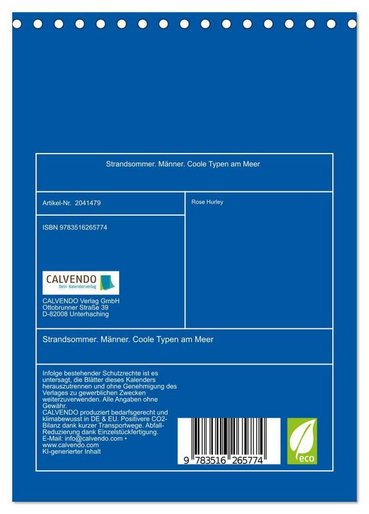 Produktbild: Strandsommer. M&auml;nner. Coole Typen am Meer (Tischkalender 2026 DIN A5 hoch), CALVENDO Monatskalender