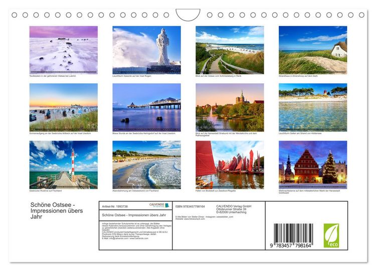 Produktbild: Sch&ouml;ne Ostsee - Impressionen &uuml;bers Jahr (Wandkalender 2026 DIN A4 quer), CALVENDO Monatskalender