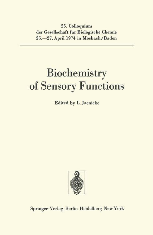 Produktbild: Biochemistry of Sensory Functions