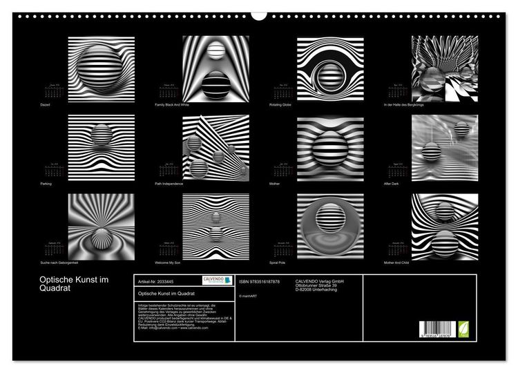 Produktbild: Optische Kunst im Quadrat (Wandkalender 2026 DIN A2 quer), CALVENDO Monatskalender