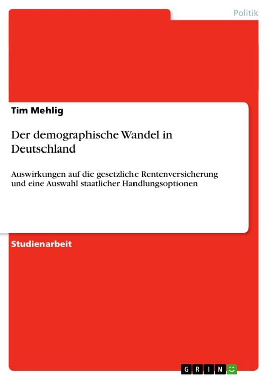Produktbild: Der demographische Wandel in Deutschland