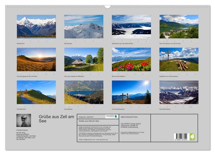 Produktbild: Gr&uuml;&szlig;e aus Zell am See (Wandkalender 2026 DIN A2 quer), CALVENDO Monatskalender