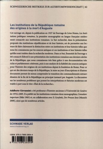 Produktbild: Les institutions de la R&eacute;publique romaine des origines &agrave; la mort d'Auguste