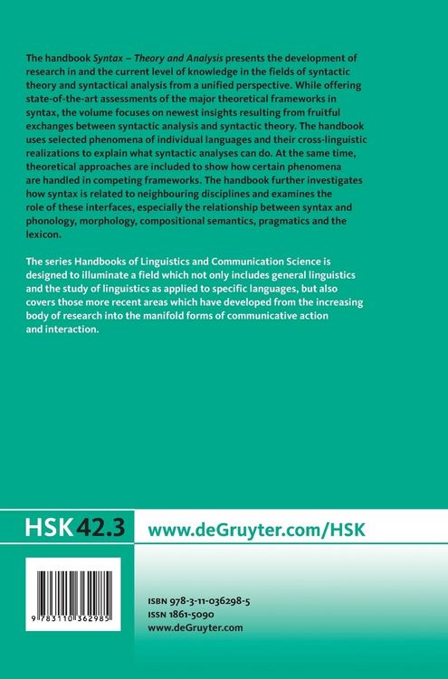 Produktbild: Syntax - Theory and Analysis. Volume 3