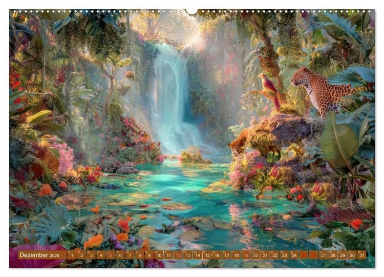 Produktbild: Dschungelzauber - Kunstvolle Werke (hochwertiger Premium Wandkalender 2026 DIN A2 quer), Kunstdruck in Hochglanz
