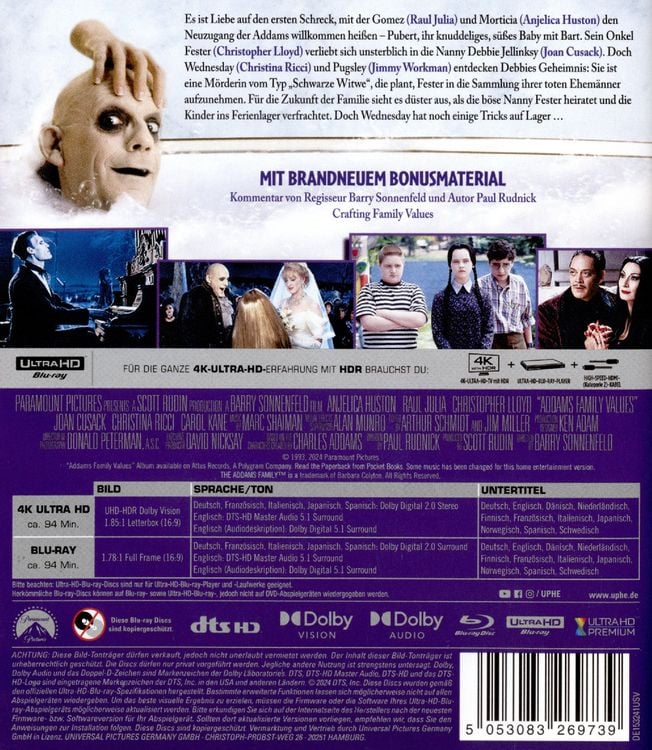 Produktbild: Die Addams Family in verr&uuml;ckter Tradition (4K Ultra HD) +