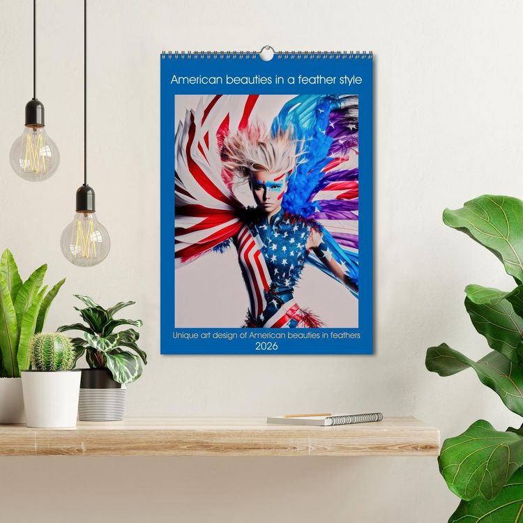 Produktbild: American beauties in a feather style (Wall Calendar 2026 DIN A3 portrait), CALVENDO 12 Month Wall Calendar