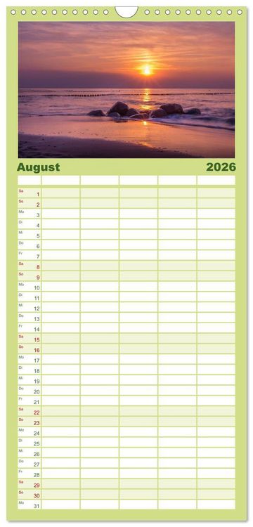 Produktbild: Familienplaner 2026 - Farben der Ostsee II mit 5 Spalten (Wandkalender, 21 x 45 cm) CALVENDO
