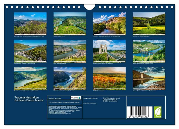 Produktbild: Traumlandschaften S&uuml;dwest-Deutschlands (Wandkalender 2026 DIN A4 quer), CALVENDO Monatskalender