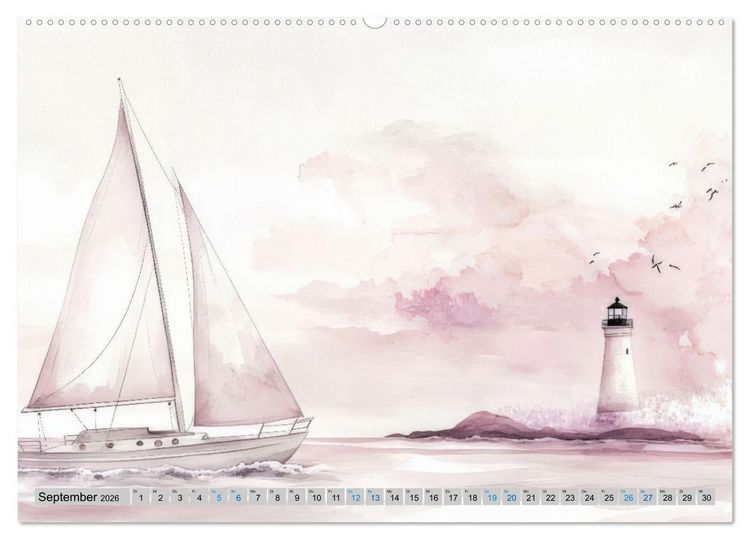 Produktbild: Segeltr&auml;ume und Leuchtturmlichter (hochwertiger Premium Wandkalender 2026 DIN A2 quer), Kunstdruck in Hochglanz